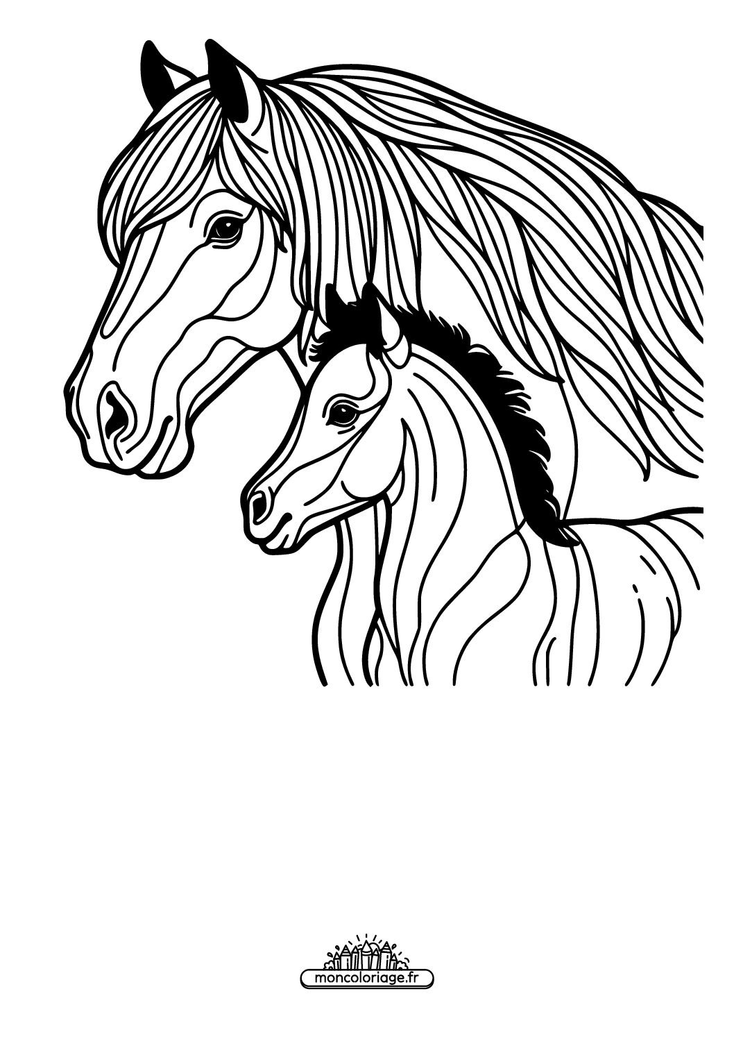 téléchargez gratuitement des coloriages de chevaux pour enfants et adultes. des dessins simples et élaborés à colorier en ligne ou à imprimer.